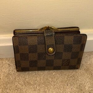 Louis Vuitton Vintage Damier Ebene Kiss Lock Wallet